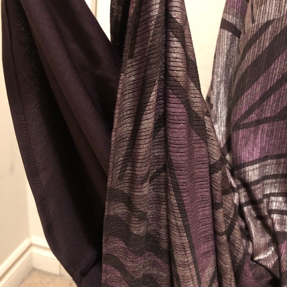 Frank Lyman Gown Maxi Halter Abstract Print in Black - Silver-Purple/Mauve - Picture 5 of 11